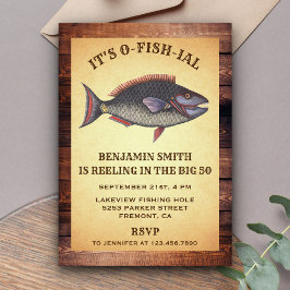 Invitación de cumpleaños para adulto de pesca rúst