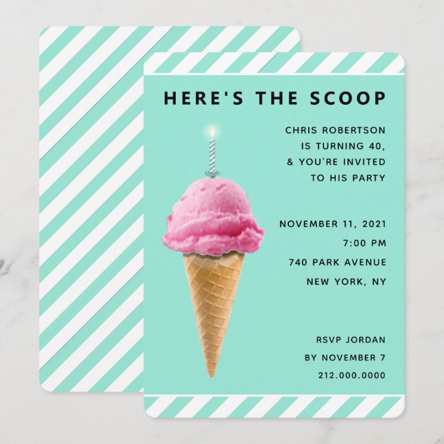 Invitación de cumpleaños para adultos (Anverso / Reverso)