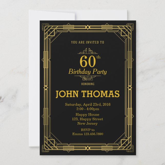 Invitación de cumpleaños para adultos (Anverso)