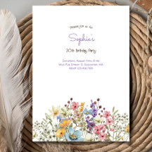 Invitación de cumpleaños para adultos con flores c