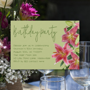 Invitación de cumpleaños para adultos con flores d