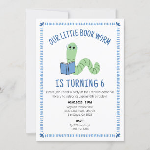 Invitación de cumpleaños para amante de la lectura