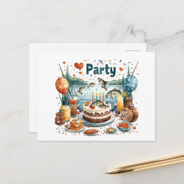 Invitación de cumpleaños para amante de los peces (Anverso/Reverso In Situ)