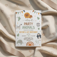 Invitación de cumpleaños para animales de fiesta d