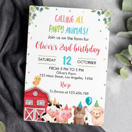 Invitación de cumpleaños para animales de granja