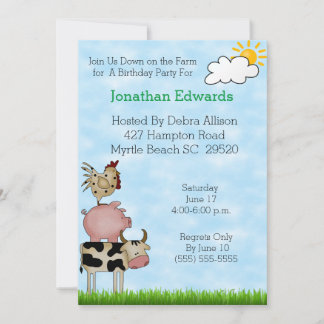 Invitación de cumpleaños para animales de granja i