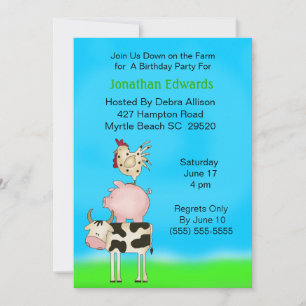 Invitación de cumpleaños para animales de granja i
