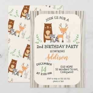 Invitación de cumpleaños para animales de la Cute 