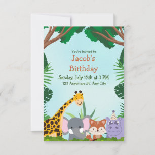 Invitación de cumpleaños para animales de safari e