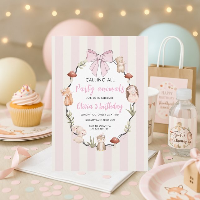 Invitación de cumpleaños para animales de Woodland (Subido por el creador)