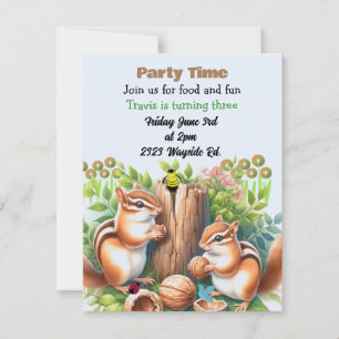 Invitación de cumpleaños para ardillas y amigos