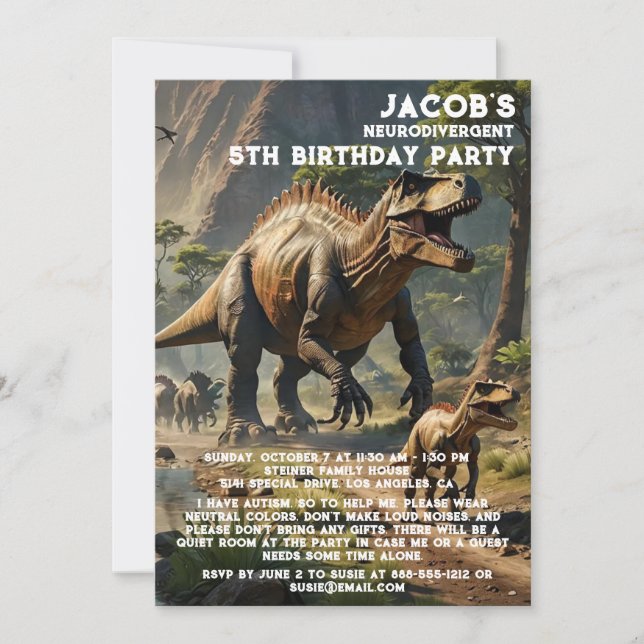 Invitación de cumpleaños para autistas neurodiverg (Anverso)