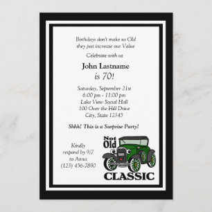 Invitación de cumpleaños para autos antiguos