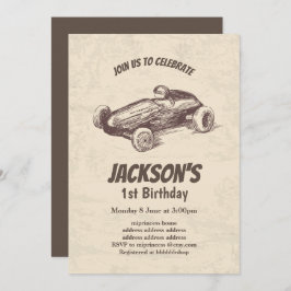 invitación de cumpleaños para autos de carrera