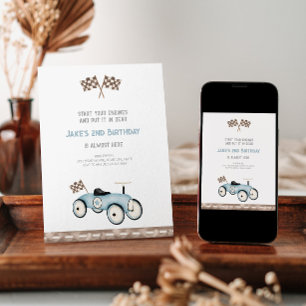 Invitación de cumpleaños para autos de carrera ret