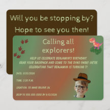 Invitación de cumpleaños para aventura de dinosaur