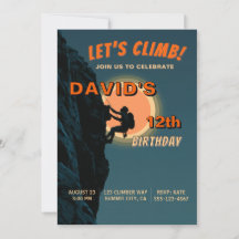 Invitación de cumpleaños para aventura de escalada