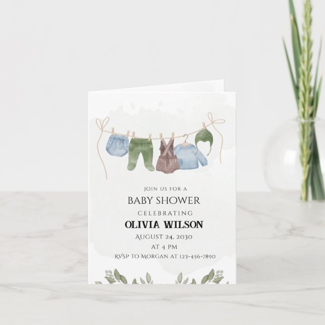 Invitación de Cumpleaños para Baby Shower con Acua (Anverso)