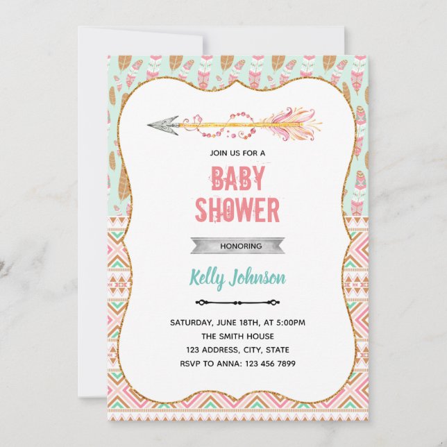 invitación de cumpleaños para baby shower con flec (Anverso)