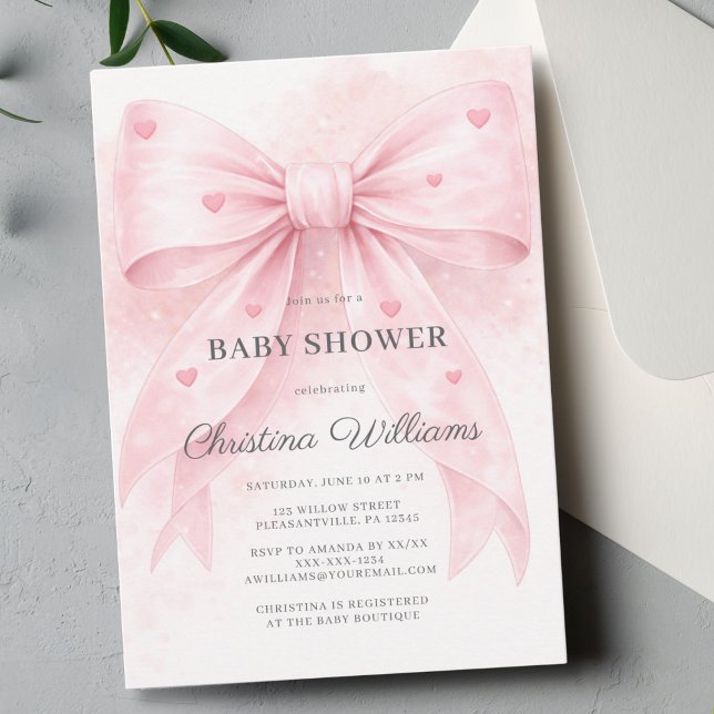 Invitación de Cumpleaños para Baby Shower con Lazo (Subido por el creador)