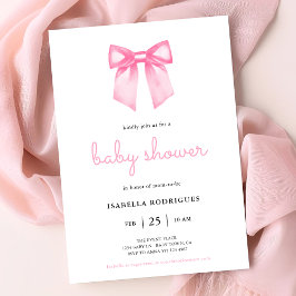 Invitación de Cumpleaños para Baby Shower con Lazo