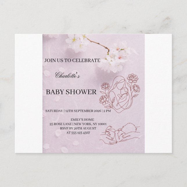 Invitación de Cumpleaños para Baby Shower con Lind (Anverso)