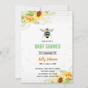 Invitación de cumpleaños para baby shower de abeja