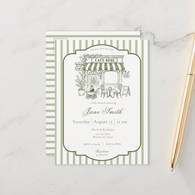 Invitación de Cumpleaños para Baby Shower de Cafe  (Anverso/Reverso In Situ)