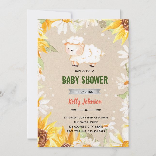 Invitación de cumpleaños para baby shower de corde (Anverso)