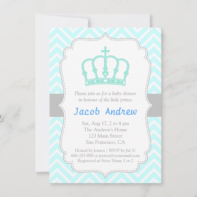Invitación de Cumpleaños para Baby Shower del Prín (Anverso)