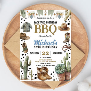 Invitación de cumpleaños para Backyard Cowboy BBQ 