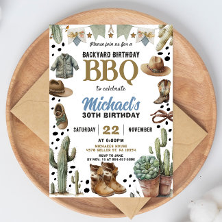 Invitación de cumpleaños para Backyard Cowboy BBQ 