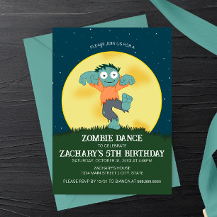 Invitación de cumpleaños para baile de zombi de di
