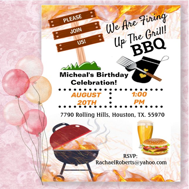 Invitación de cumpleaños para barbacoa con parrill (Subido por el creador)