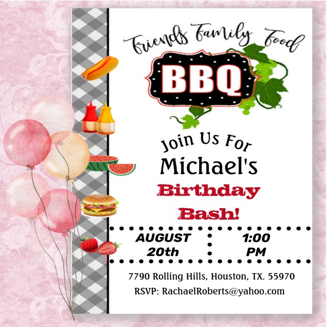 Invitación de cumpleaños para barbacoa de verano (Subido por el creador)
