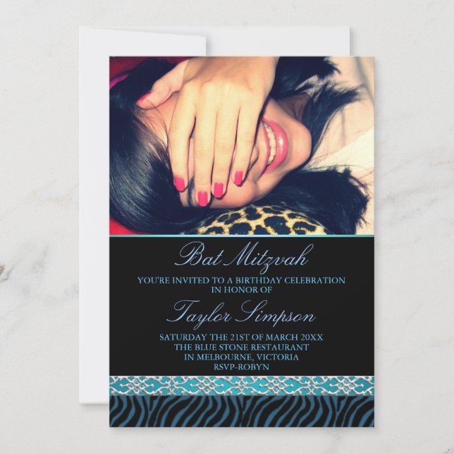 Invitación de cumpleaños para Bat Mitzvah con esta (Anverso)