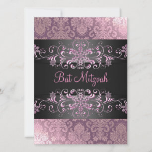 Invitación de cumpleaños para Bat Mitzvah Pink Bat