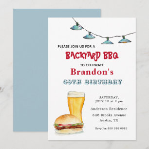 Invitación de cumpleaños para BBQ en el patio tras