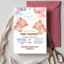 Invitación de Cumpleaños para Bebé con Acuarela Du