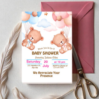 Invitación de Cumpleaños para Bebé con Acuarela Du