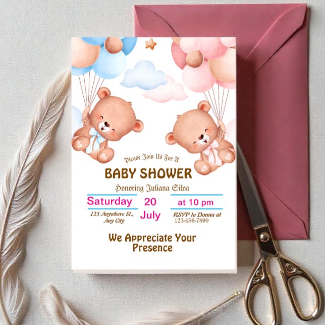Invitación de Cumpleaños para Bebé con Acuarela Du (Subido por el creador)