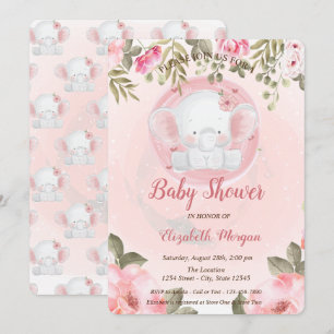 Invitación de Cumpleaños para Bebé con Hermoso Ele