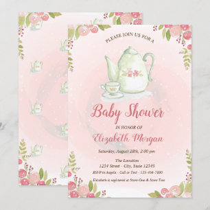 Invitación de Cumpleaños para Bebé con Tetera Ador