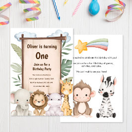 Invitación de cumpleaños para bebé de Safari lindo