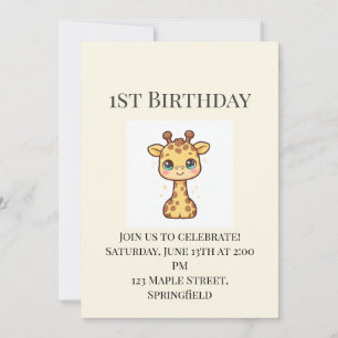 Invitación de cumpleaños para bebé jirafa linda