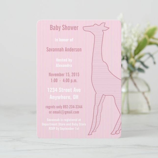 Invitación de Cumpleaños para Bebé Niña con Estamp (Anverso de pie)