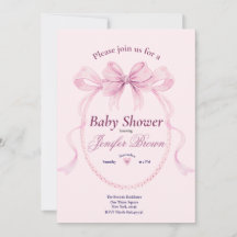 Invitación de Cumpleaños para Bebé Niña con Lazo R