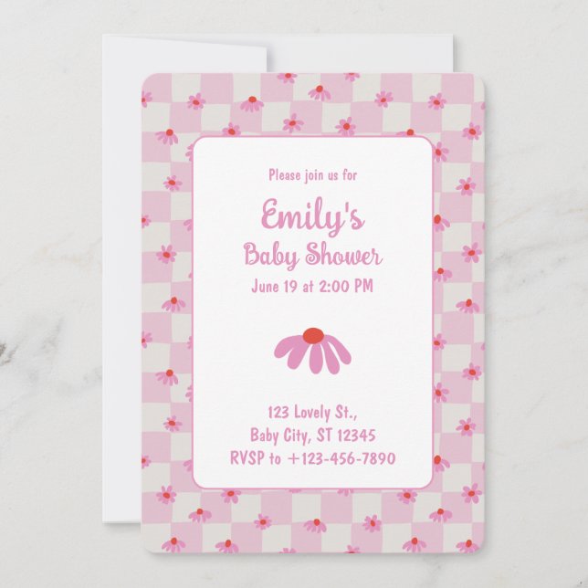 Invitación de Cumpleaños para Bebé Niña | Margarit (Anverso)