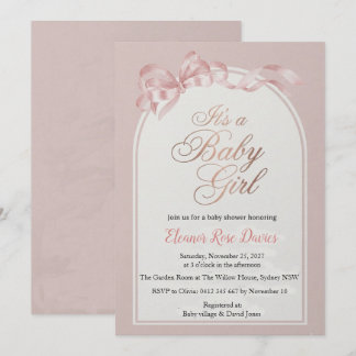 Invitación de Cumpleaños para Bebé Niña Rosa | Laz