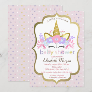 Invitación de Cumpleaños para Bebé, Unicornio Lind